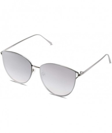 Oversized Mirrored Flat Lens Fashion Sunglasses for Women SJ1085 - C6 Silver Frame/Gradient Silver Mirrored Lens - CI180CMCZR...