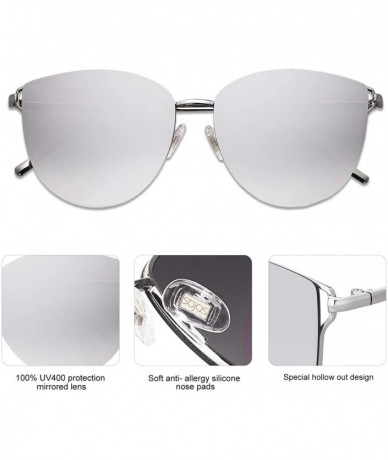 Oversized Mirrored Flat Lens Fashion Sunglasses for Women SJ1085 - C6 Silver Frame/Gradient Silver Mirrored Lens - CI180CMCZR...