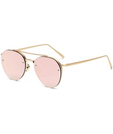 Aviator Aviator Women Men Metal Sunglasses Fashion Designer Frame Colored Lens - 86025_c4_gold_pink - CA17AZ3R2X8 $20.95