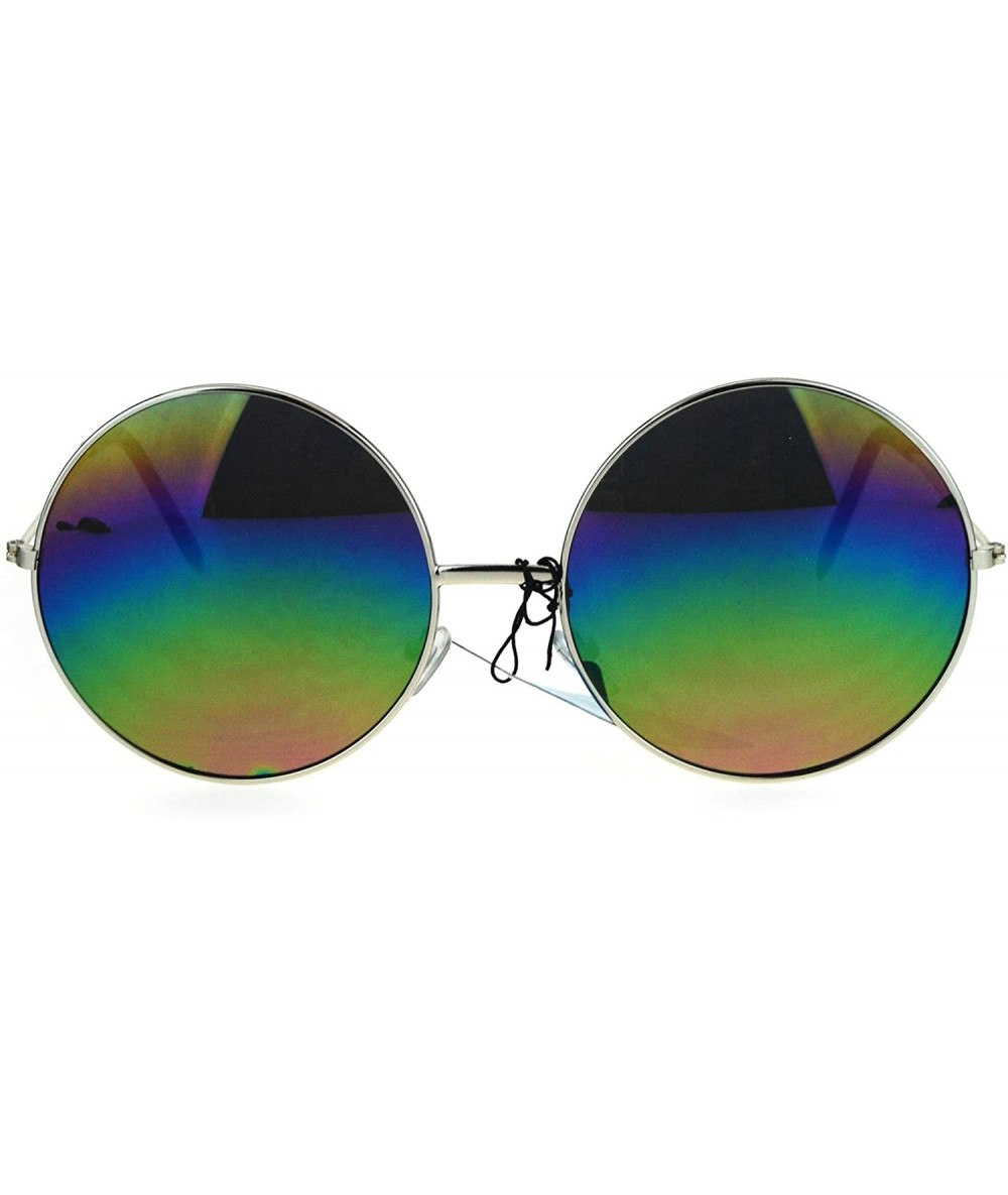 Round Womens Rusta Rainbow Mirror Lens Large Hippie Round Circle Lens Sunglasses - Silver - CY17XWL5KE8 $19.60