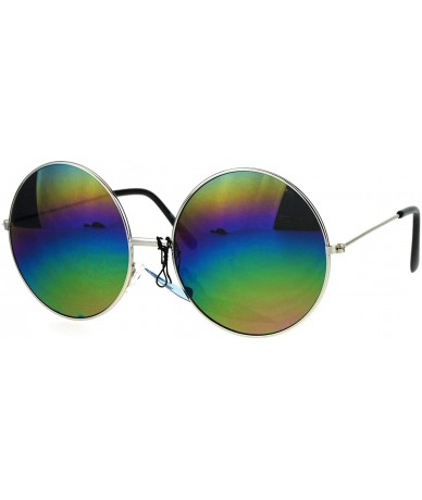 Round Womens Rusta Rainbow Mirror Lens Large Hippie Round Circle Lens Sunglasses - Silver - CY17XWL5KE8 $19.60