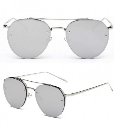 Rimless Sunglasses Vintage Oversized Glasses Eyewear - Silver - C318QO3G54Z $15.09