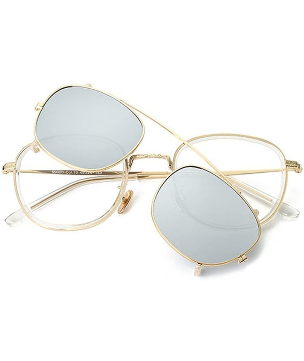 Oval Removable steam punk sunglasses double glasses - Silver Color - C5184A7AK96 $56.93