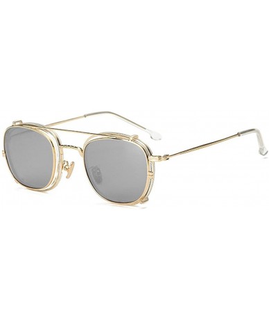 Oval Removable steam punk sunglasses double glasses - Silver Color - C5184A7AK96 $56.93