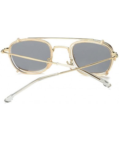 Oval Removable steam punk sunglasses double glasses - Silver Color - C5184A7AK96 $56.93