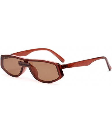 Square Red Sunglasses Square Women's Fashion Eyewear Retro Sun Glasses Male Gifts One Piece - Brown - CY18WYTHTQ8 $20.14