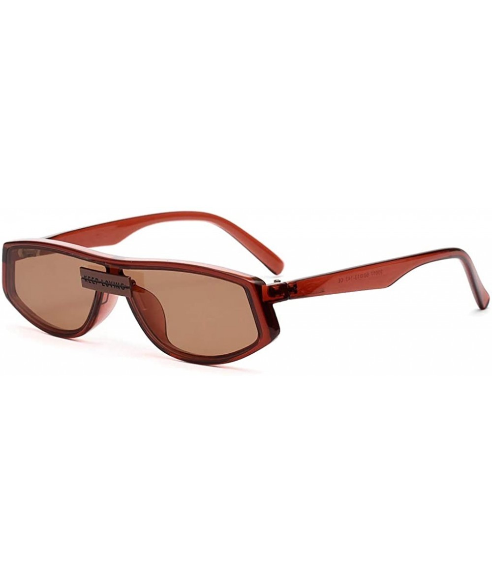 Square Red Sunglasses Square Women's Fashion Eyewear Retro Sun Glasses Male Gifts One Piece - Brown - CY18WYTHTQ8 $20.14