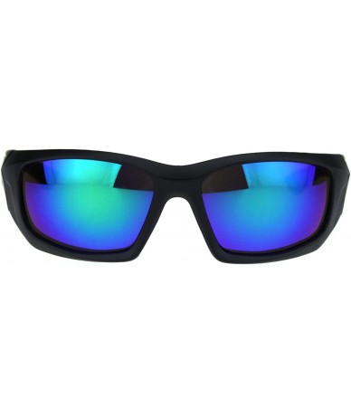 Sport Mens Aerodynamic Robotic Futurism Black Plastic Sport Sunglasses - Matte Black Teal Mirror - C218QU7MNR5 $19.84