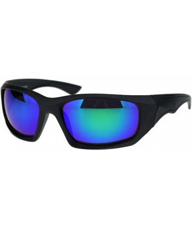 Sport Mens Aerodynamic Robotic Futurism Black Plastic Sport Sunglasses - Matte Black Teal Mirror - C218QU7MNR5 $19.84