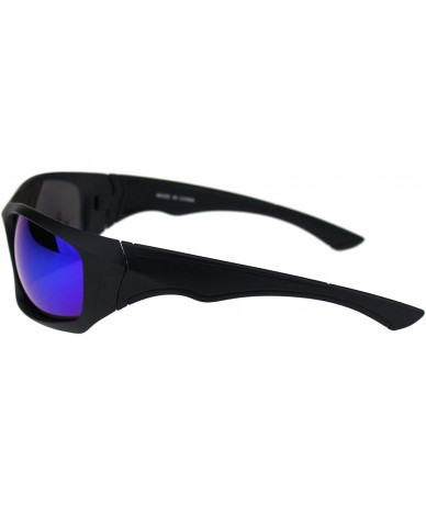 Sport Mens Aerodynamic Robotic Futurism Black Plastic Sport Sunglasses - Matte Black Teal Mirror - C218QU7MNR5 $19.84