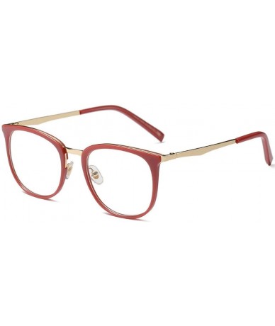 Round New Vintage Round Eyewear Non Prescription Glasses Frames Women Men Round Metal - Red - CL18INTSW70 $29.63