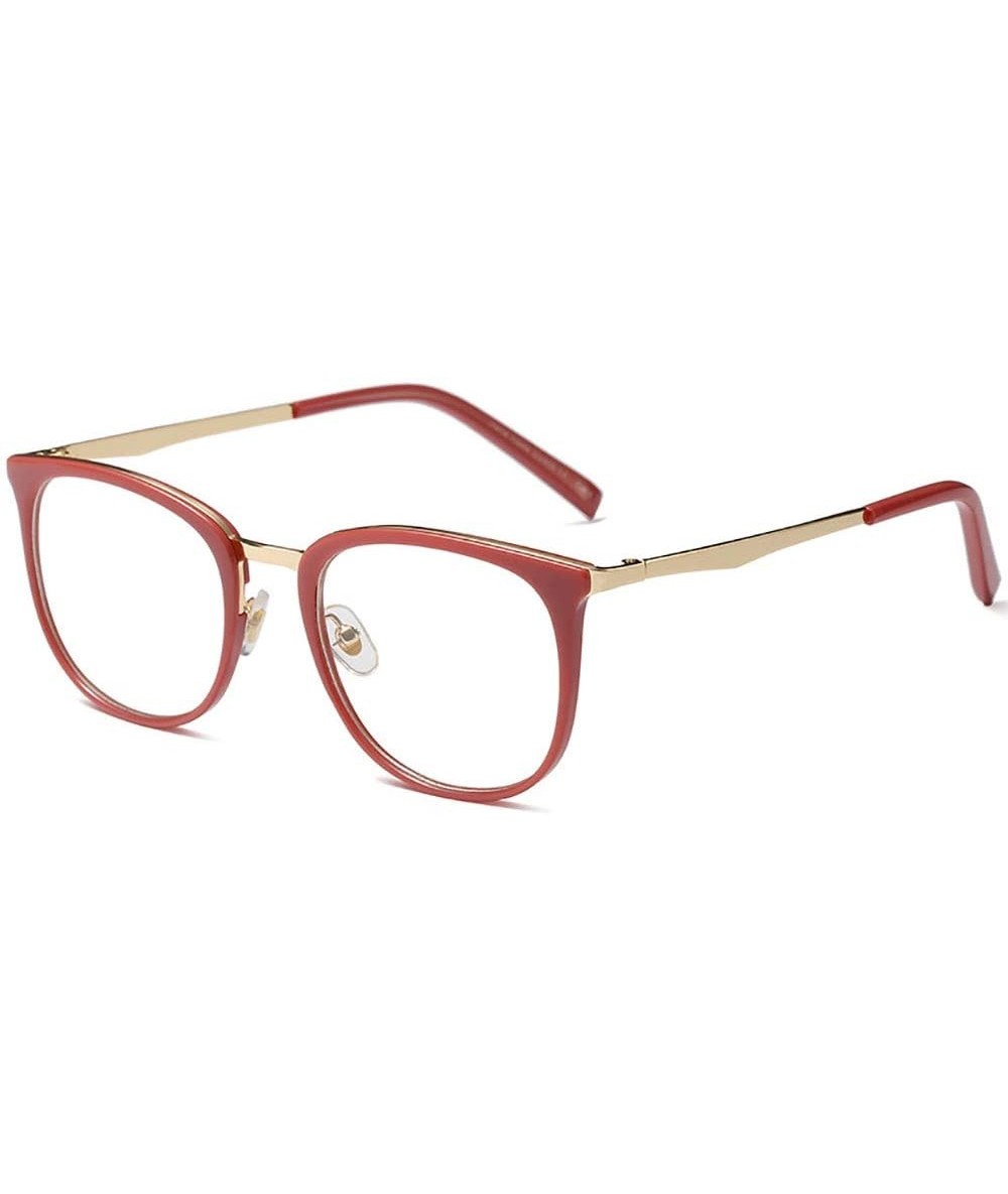 Round New Vintage Round Eyewear Non Prescription Glasses Frames Women Men Round Metal - Red - CL18INTSW70 $29.63