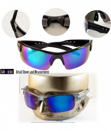 Wrap Unisex Polarized Mirrored Sports Wrap Sunglasses P006 - White Blue/ Blue Revo - CR186M93ZTM $20.90