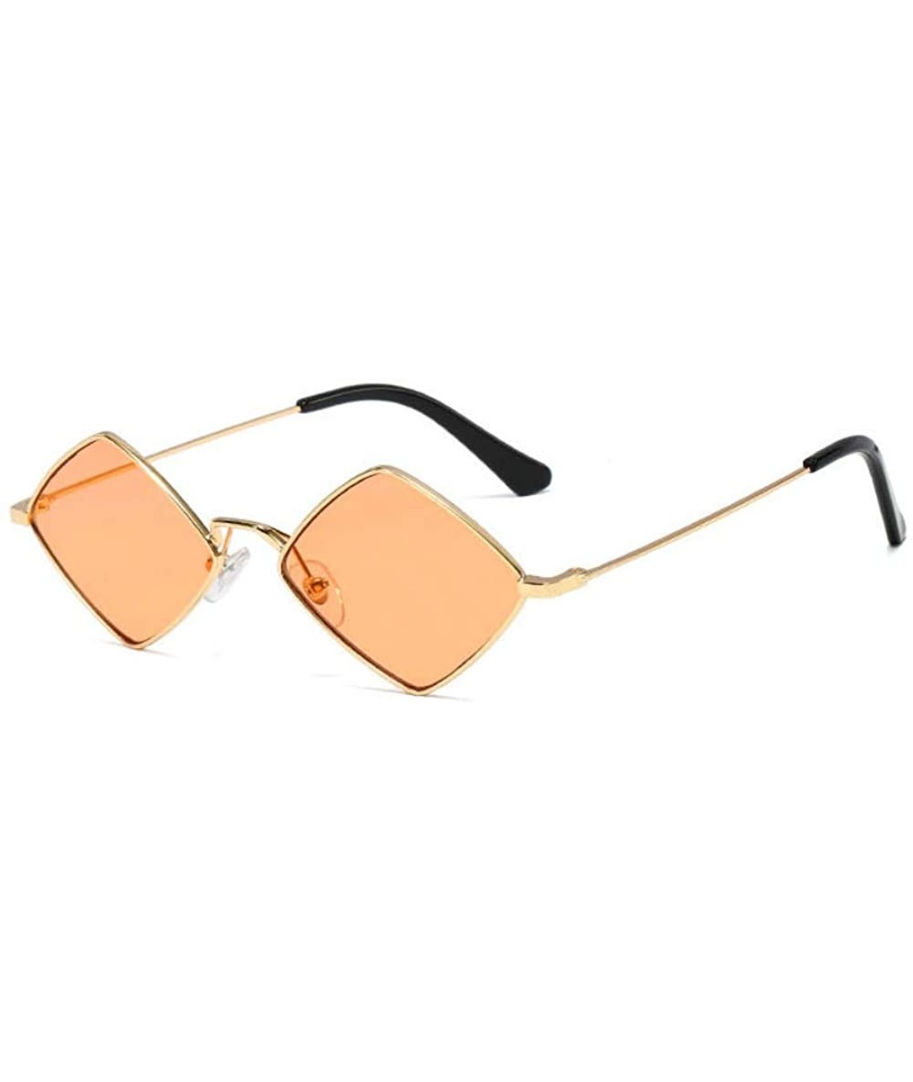 Round 60s Small Hippie Sunglasses for Women Men Hippy Prismatic Square Metal Frame - Clear Champange / Orange - CC18X5K2NHR $...