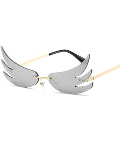 Rimless Flame Sunglasses for Women Rimless Sun Glasses Wing Sun glasses - Gold Silver - CX1906D5ZK6 $23.53