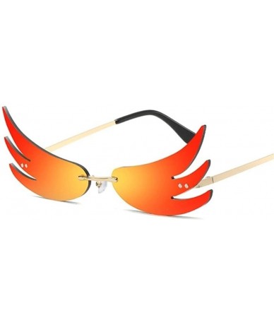 Rimless Flame Sunglasses for Women Rimless Sun Glasses Wing Sun glasses - Gold Silver - CX1906D5ZK6 $23.53