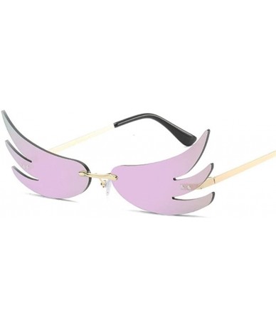 Rimless Flame Sunglasses for Women Rimless Sun Glasses Wing Sun glasses - Gold Silver - CX1906D5ZK6 $23.53