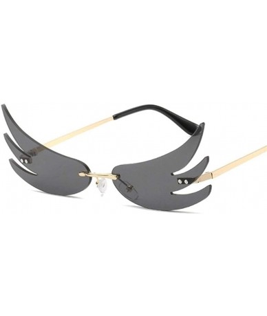 Rimless Flame Sunglasses for Women Rimless Sun Glasses Wing Sun glasses - Gold Silver - CX1906D5ZK6 $23.53