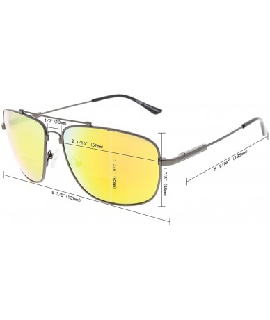 Rectangular Memory Bifocal Sunglasses Bendable Titanium Reading Sunglasses - Gunmetal Frame Blue Mirror - CH18033YKKZ $48.31