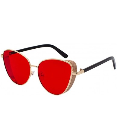 Round Fashion Oversized Round Shield Sunglasses for Women Flat Mirrored Lens Shades UV400 Eyewear - Red - CW18U09M5UA $22.73