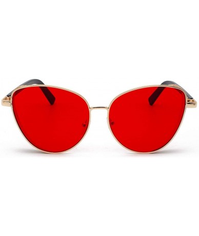 Round Fashion Oversized Round Shield Sunglasses for Women Flat Mirrored Lens Shades UV400 Eyewear - Red - CW18U09M5UA $22.73