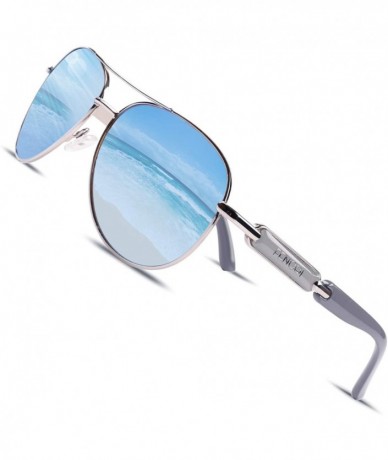 Round Polarized Sunglasses for Women Men - Oversized Aviator Sunglasses Metal Frame UV400 Protection - Blue - C218TY8OWKK $33.23