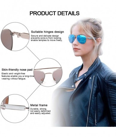 Round Polarized Sunglasses for Women Men - Oversized Aviator Sunglasses Metal Frame UV400 Protection - Blue - C218TY8OWKK $33.23