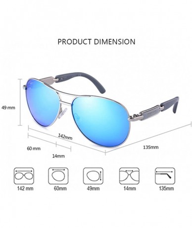 Round Polarized Sunglasses for Women Men - Oversized Aviator Sunglasses Metal Frame UV400 Protection - Blue - C218TY8OWKK $33.23