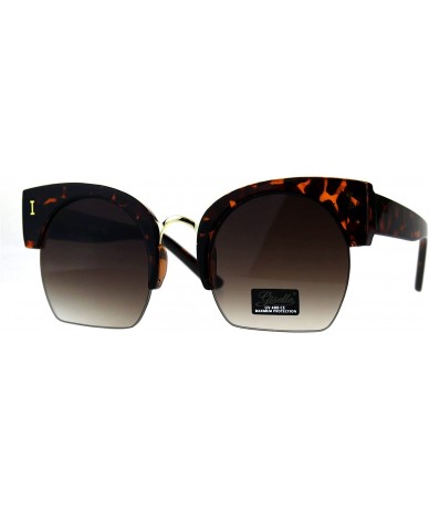 Oversized Giselle Womens Sunglasses Half Rim Bold Top Cropped Bottom Lens UV 400 - Orange Tortoise - CK18D4K334O $20.98