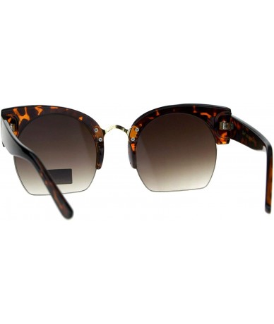 Oversized Giselle Womens Sunglasses Half Rim Bold Top Cropped Bottom Lens UV 400 - Orange Tortoise - CK18D4K334O $20.98