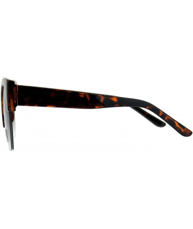 Oversized Giselle Womens Sunglasses Half Rim Bold Top Cropped Bottom Lens UV 400 - Orange Tortoise - CK18D4K334O $20.98