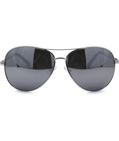 Oversized Mens Classic 80s Large Metal Rim Officer Cop Sunglasses - Silver Mirror - CY196IER9HI $22.91