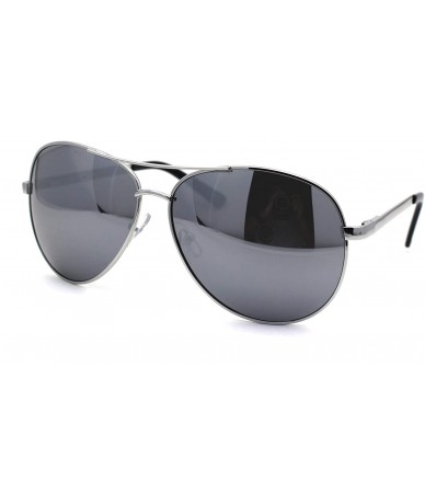 Oversized Mens Classic 80s Large Metal Rim Officer Cop Sunglasses - Silver Mirror - CY196IER9HI $22.91