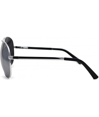 Oversized Mens Classic 80s Large Metal Rim Officer Cop Sunglasses - Silver Mirror - CY196IER9HI $22.91