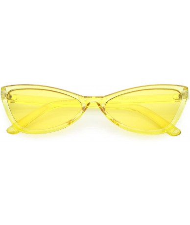 Cat Eye Translucent Retro Cat Eye Sunglasses For Women Color Tinted Lens 57mm - Yellow - C712KCNPLDR $19.74