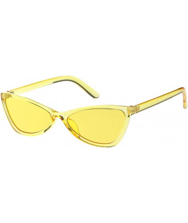 Cat Eye Translucent Retro Cat Eye Sunglasses For Women Color Tinted Lens 57mm - Yellow - C712KCNPLDR $19.74