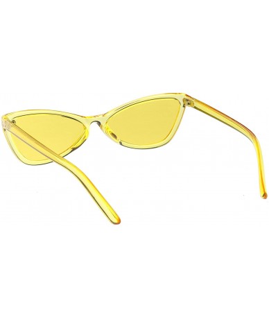 Cat Eye Translucent Retro Cat Eye Sunglasses For Women Color Tinted Lens 57mm - Yellow - C712KCNPLDR $19.74