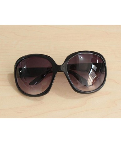 Oval Women Retro Style Anti-UV Sunglasses Big Frame Fashion Sunglasses Sunglasses - Black - CA194ZTOWN0 $23.96