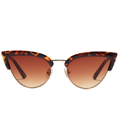 Cat Eye Women's Fashion Resin Cat Eye Half-Frame UV400 Protection Sunglasses - Leopard Brown - C818W0E3T3C $45.95