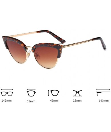 Cat Eye Women's Fashion Resin Cat Eye Half-Frame UV400 Protection Sunglasses - Leopard Brown - C818W0E3T3C $45.95