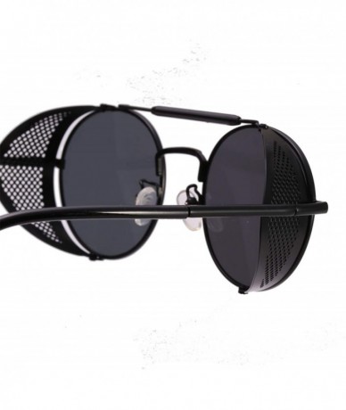 Shield Steampunk Sunglasses Side Shield Round Vintage Glasses Retro Metal Glasses for Men&Women - C1 - C618XI0Z0AD $36.41