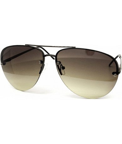 Oversized 3111 Tint Lenz Teardrop Rimless Metal Frame Womens Mens Aviator Sunglasses - Rimless - CC17YREDUU7 $27.59