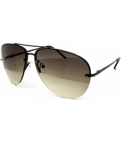 Oversized 3111 Tint Lenz Teardrop Rimless Metal Frame Womens Mens Aviator Sunglasses - Rimless - CC17YREDUU7 $27.59