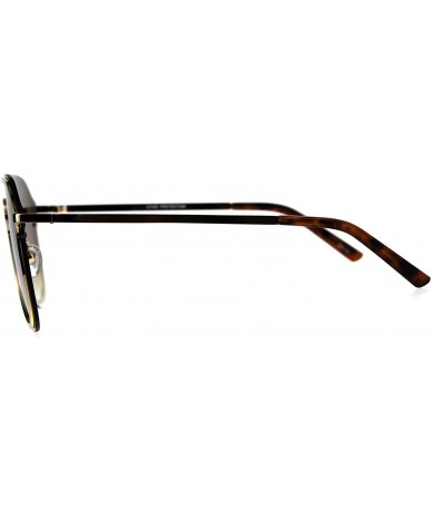 Oversized Mens Oversize Rimless Metal Trim Shield Racer Sunglasses - Gold Brown - CC18CGN8CZN $27.14