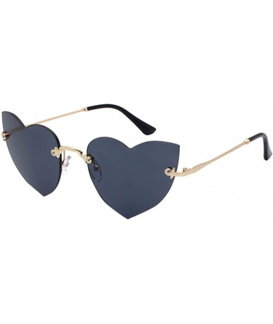 Cat Eye Clout Goggle Heart Shape Sunglasses Rimless Lens Vintage Cat Eye Mod Style Retro Shades - Black - CE18U09N44Y $20.81