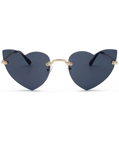 Cat Eye Clout Goggle Heart Shape Sunglasses Rimless Lens Vintage Cat Eye Mod Style Retro Shades - Black - CE18U09N44Y $20.81