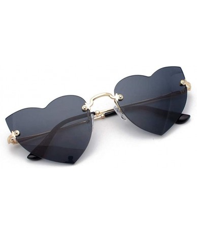 Cat Eye Clout Goggle Heart Shape Sunglasses Rimless Lens Vintage Cat Eye Mod Style Retro Shades - Black - CE18U09N44Y $20.81