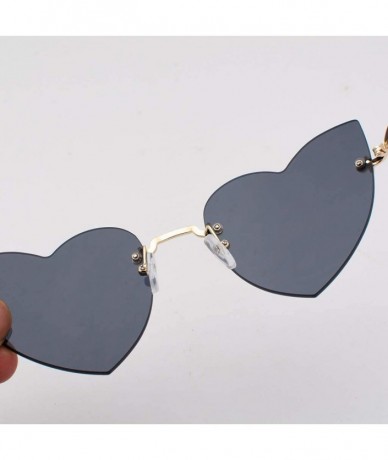 Cat Eye Clout Goggle Heart Shape Sunglasses Rimless Lens Vintage Cat Eye Mod Style Retro Shades - Black - CE18U09N44Y $20.81