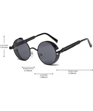 Round Retro Steampunk Fashion Round Metal Circle Frame Sunglasses - Black-black - C81804MZR86 $21.47