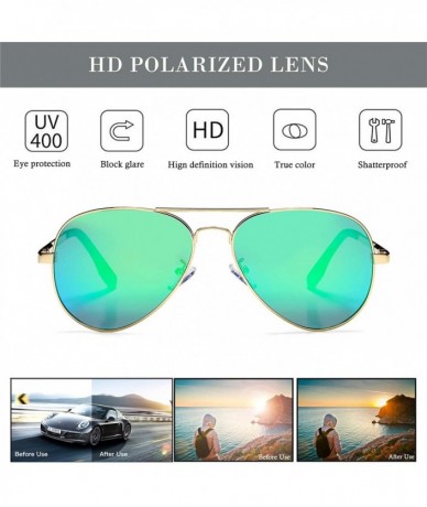 Round Polarized Aviator Sunglasses for Men Women- Lightweight Metal Frame Sun Glasses UV400 Protection - CB19DL0KSI7 $40.17